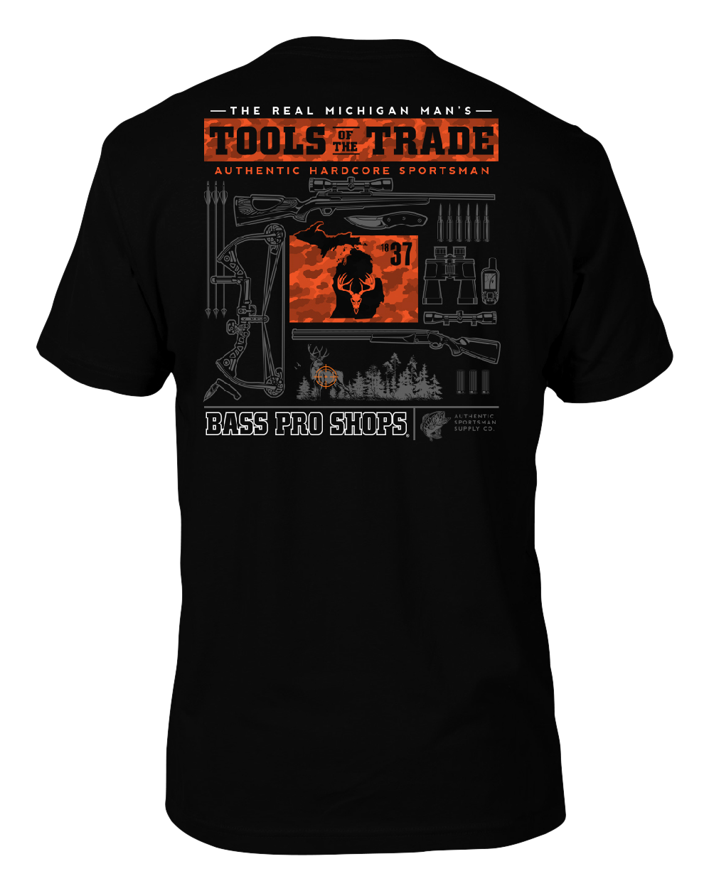 Image of Bass Pro Shops Tools of the Trade Short-Sleeve T-Shirt for Men - Black - Michigan - 3XL