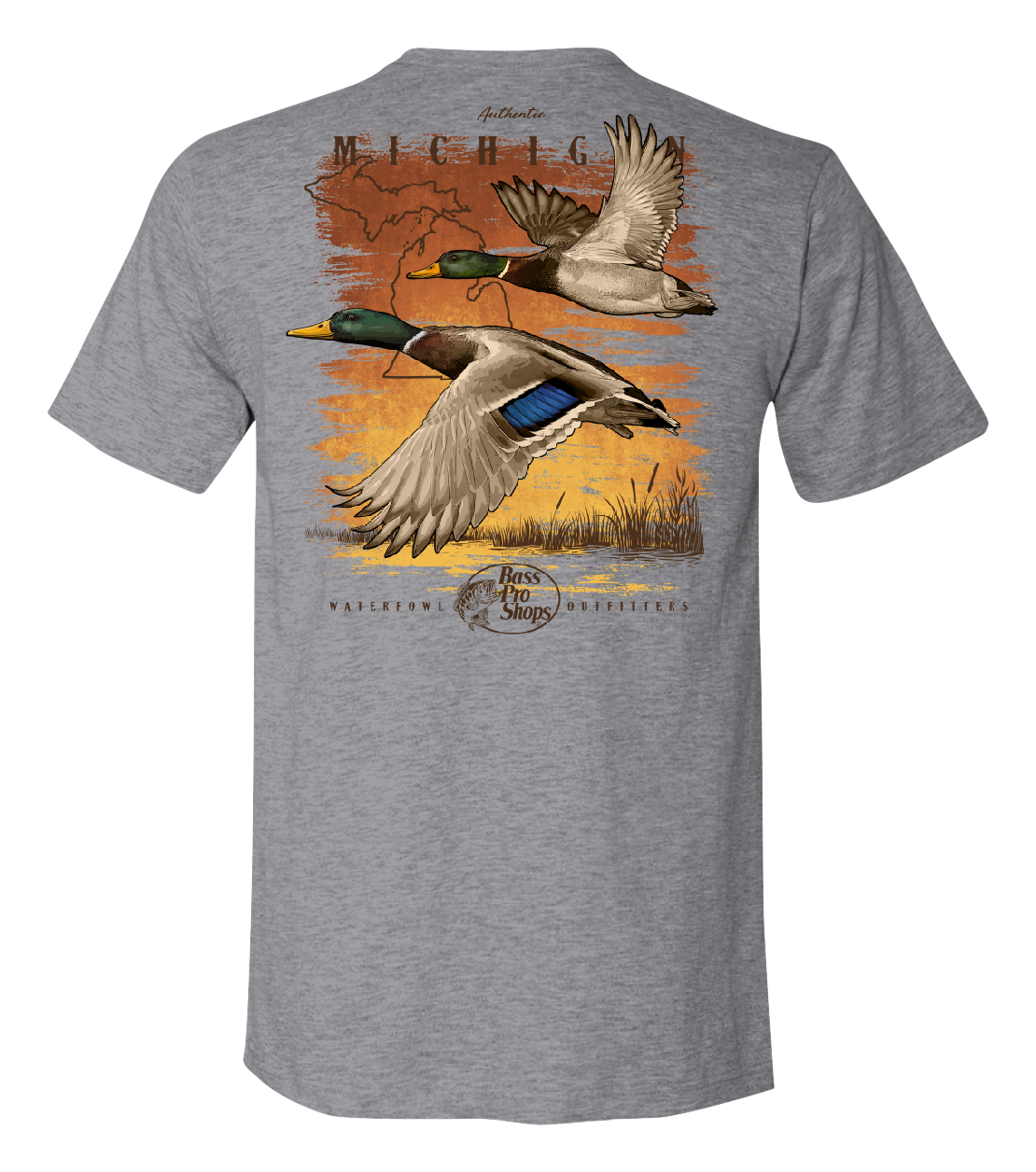 Image of Bass Pro Shops Mallard Sunrise Short-Sleeve T-Shirt for Men - MI/Heather Gray