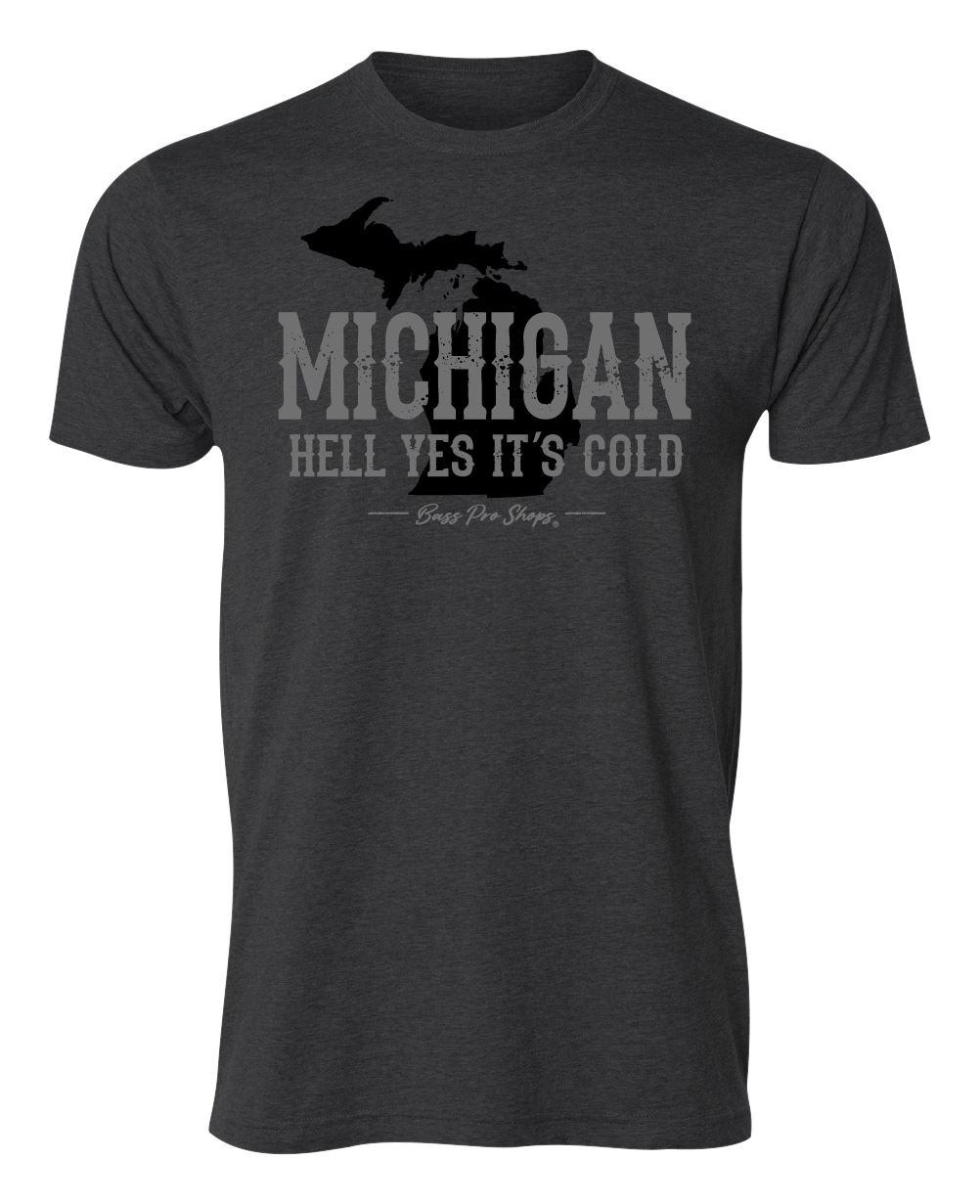Image of Bass Pro Shops Hell Yes Its Cold Short-Sleeve T-Shirt for Men - MI/Heather Charcoal