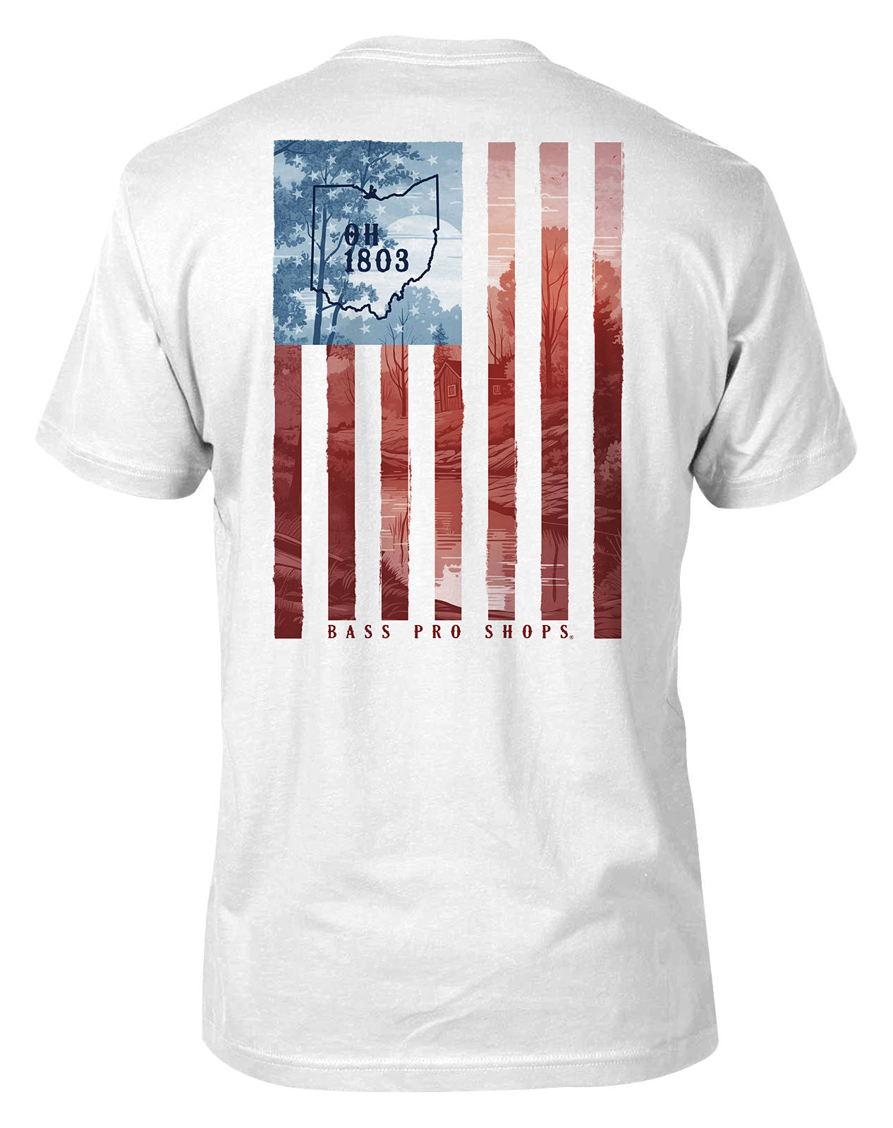 Image of Bass Pro Shops Blue Skies Flag State Graphic Short-Sleeve T-Shirt for Men - Ohio