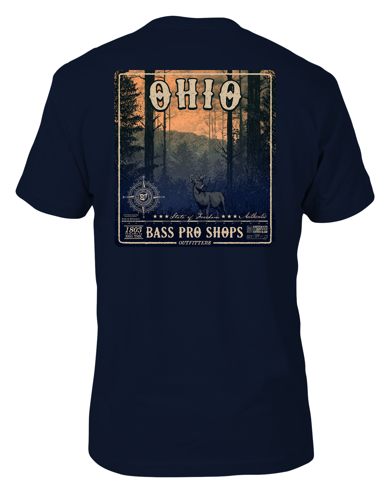 Image of Bass Pro Shops State Landscape Short-Sleeve T-Shirt for Men - OH/Navy