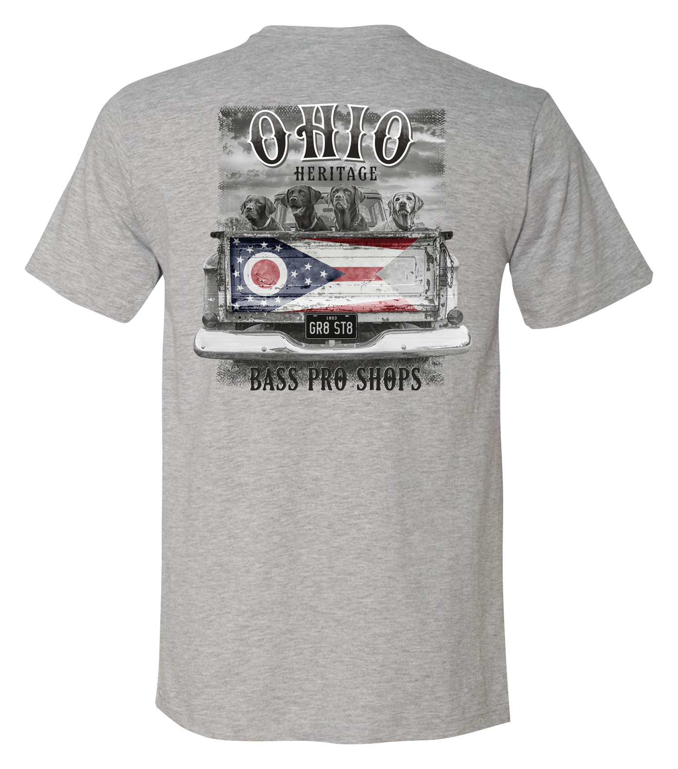 Image of Bass Pro Shops Heritage State Graphic Short-Sleeve Shirt for Men - OH/Heather Gray