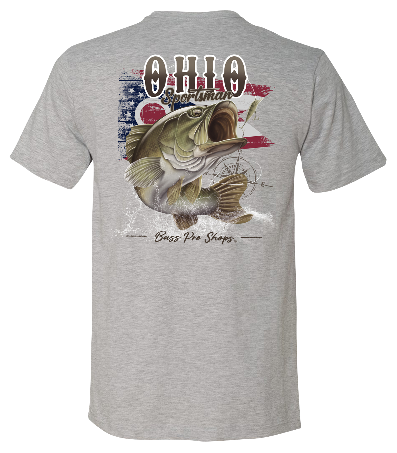 Image of Bass Pro Shops Fish Flag Short-Sleeve T-Shirt for Men - OH/Heather Gray