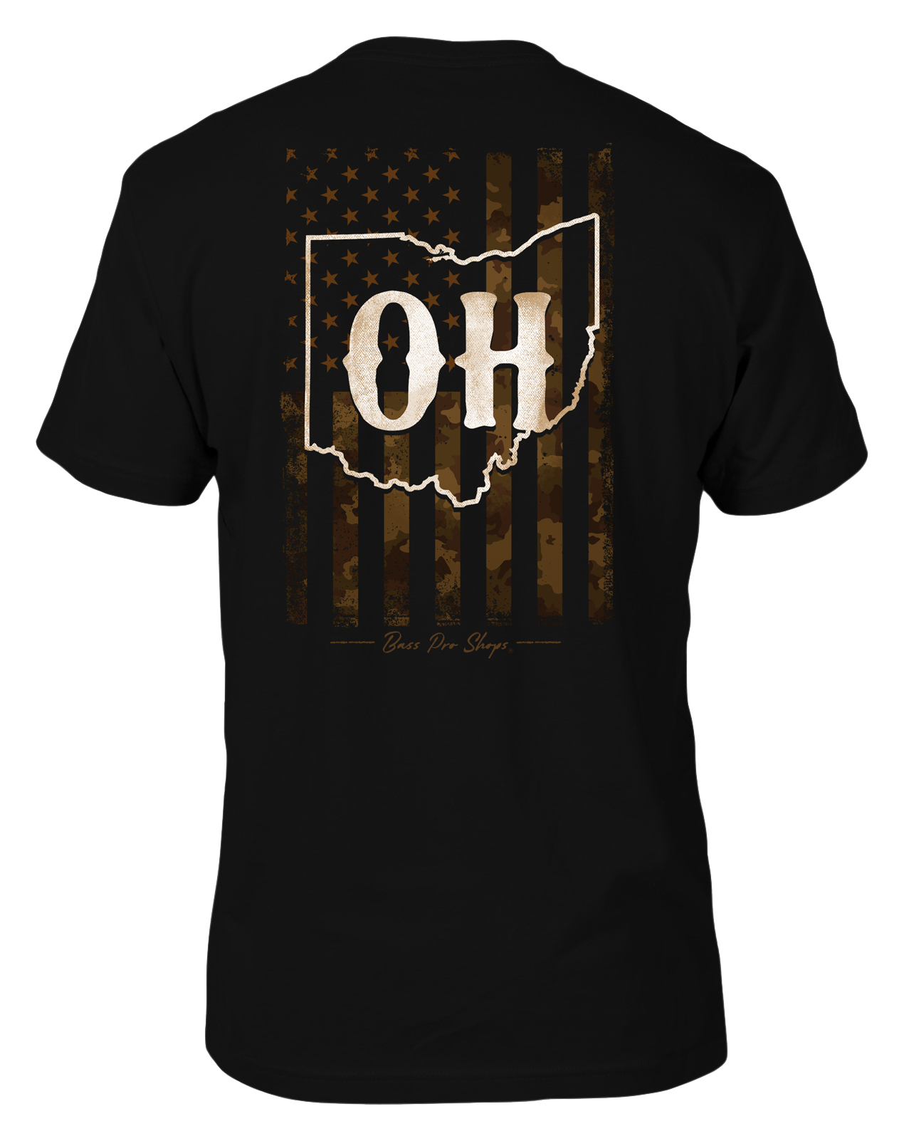 Image of Bass Pro Shops Camo Flag Short-Sleeve T-Shirt for Men - OH/Black - 2XL