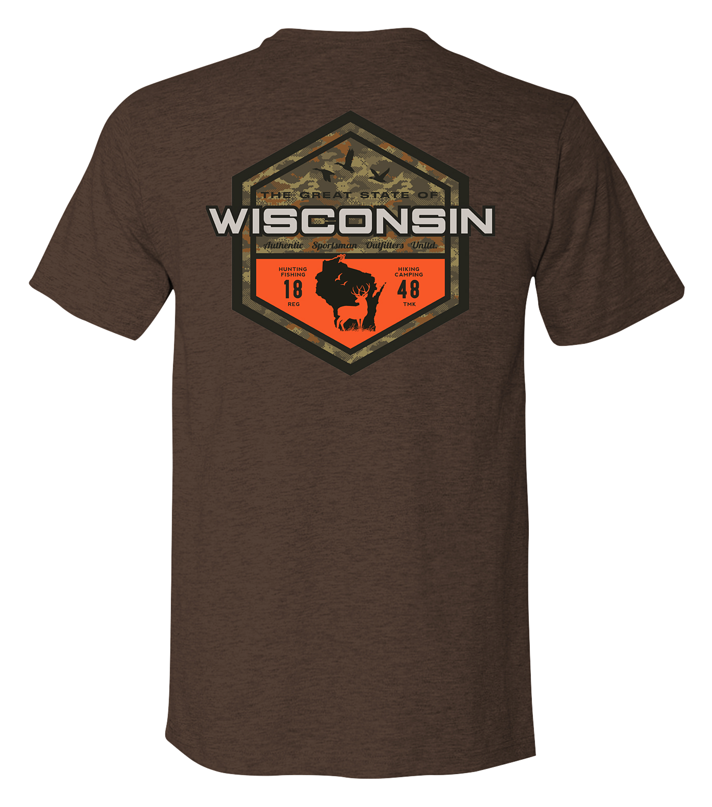 Image of Bass Pro Shops Sportsman's Badge Short-Sleeve T-Shirt for Men - WI/Heather Brown
