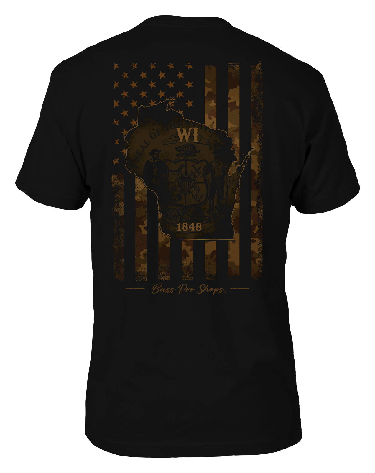 Image of Bass Pro Shops Camo Flag Short-Sleeve T-Shirt for Men - WI/Black - S