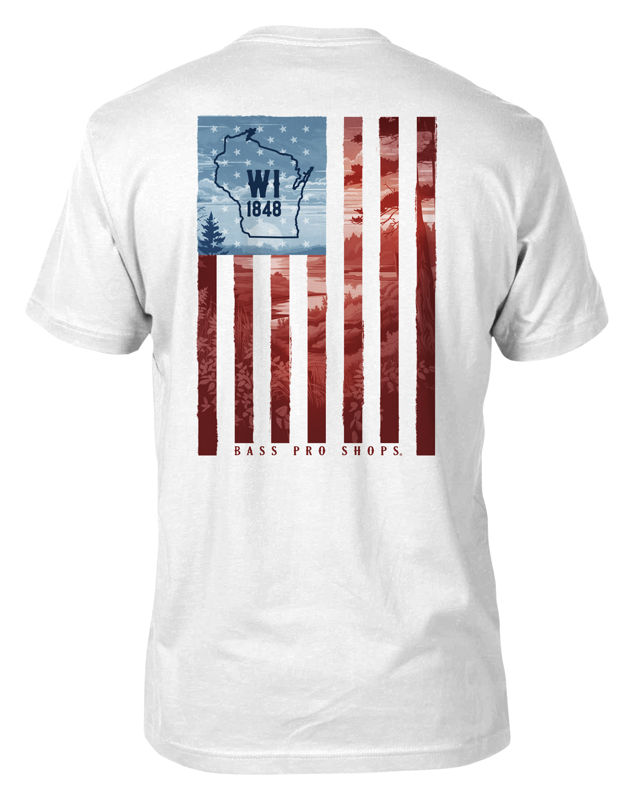 Image of Bass Pro Shops Blue Skies Flag State Graphic Short-Sleeve T-Shirt for Men - Wisconsin