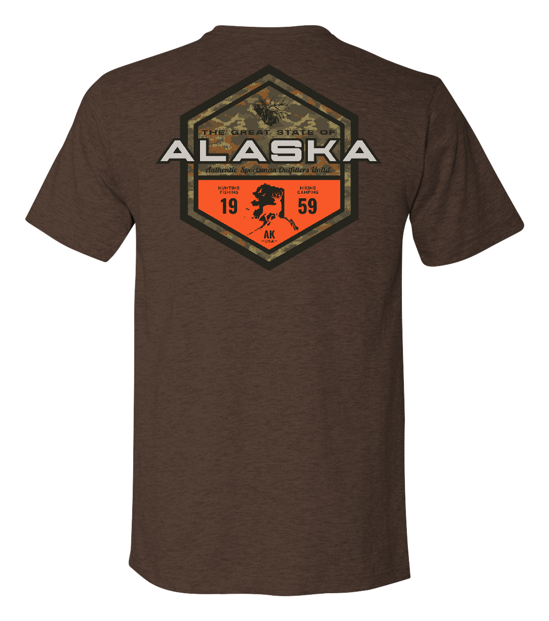 Image of Bass Pro Shops Sportsman's Badge Short-Sleeve T-Shirt for Men - AK/Heather Brown