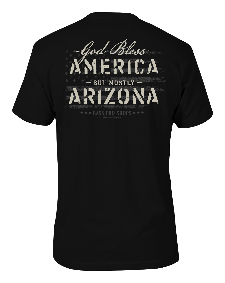 Image of Bass Pro Shops God Bless State Short-Sleeve T-Shirt for Men - AZ/Black - L