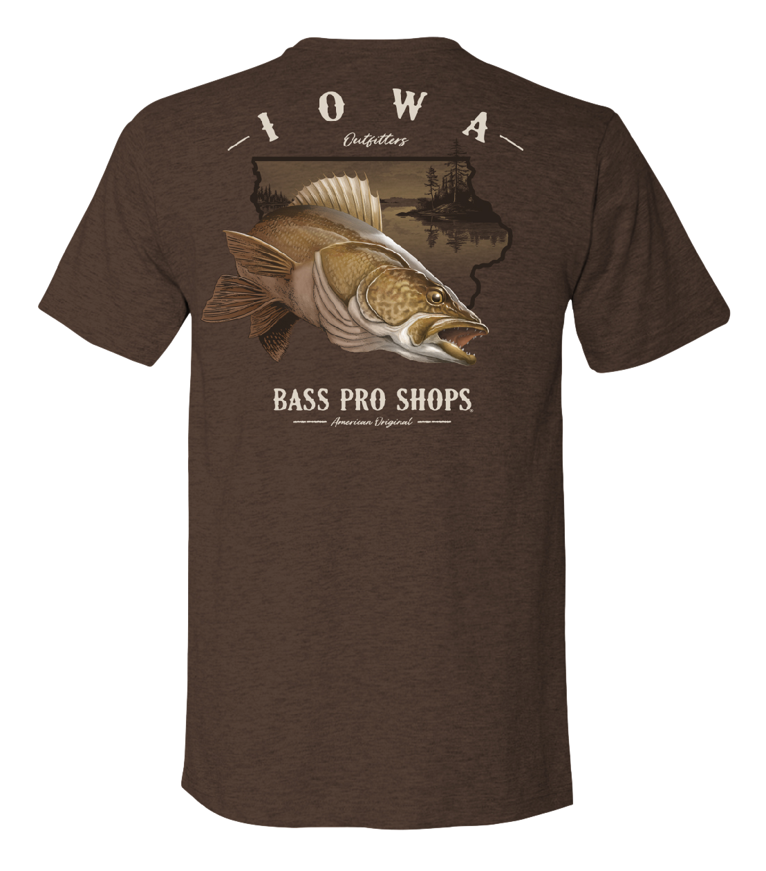 Image of Bass Pro Shops Walleye State Short-Sleeve T-Shirt for Men - IA/Heather Brown
