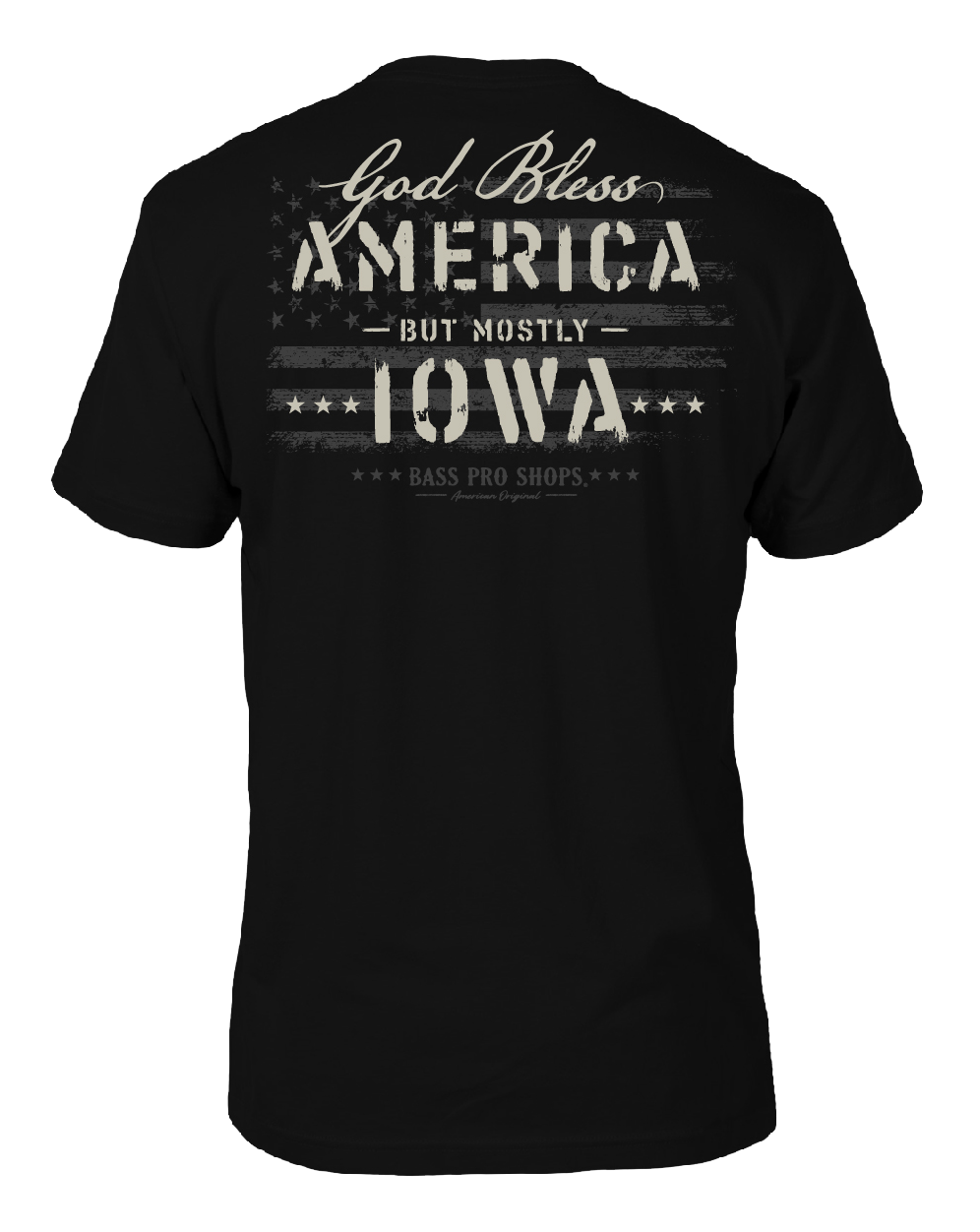 Image of Bass Pro Shops God Bless State Short-Sleeve T-Shirt for Men - IA/Black - L