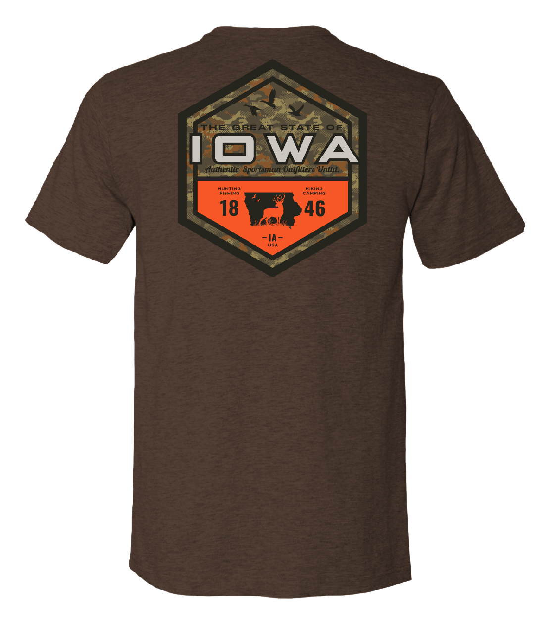 Image of Bass Pro Shops Sportsman's Badge Short-Sleeve T-Shirt for Men - IA/Heather Brown