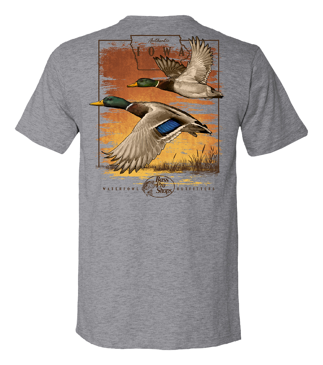 Image of Bass Pro Shops Mallard Sunrise Short-Sleeve T-Shirt for Men - IA/Heather Gray