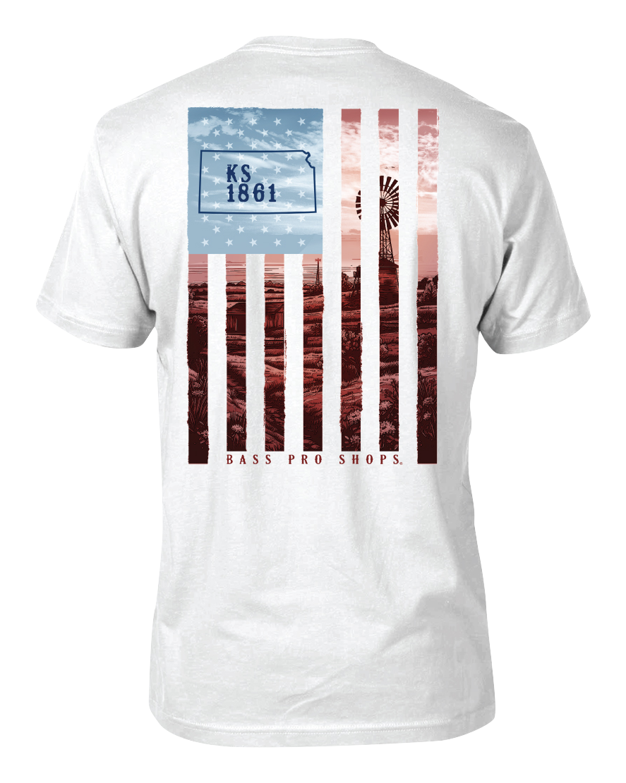 Image of Bass Pro Shops Blue Skies Flag State Graphic Short-Sleeve T-Shirt for Men - Kansas