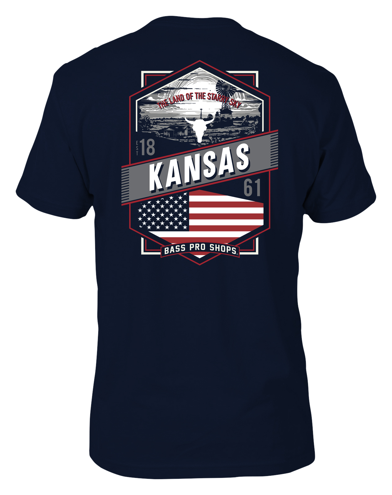 Image of Bass Pro Shops State Crest Short-Sleeve T-Shirt for Men - KS/Navy