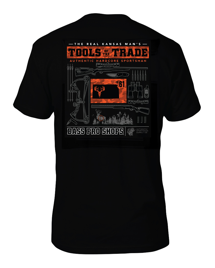 Image of Bass Pro Shops Tools of the Trade Short-Sleeve T-Shirt for Men - Black - Kansas - XL