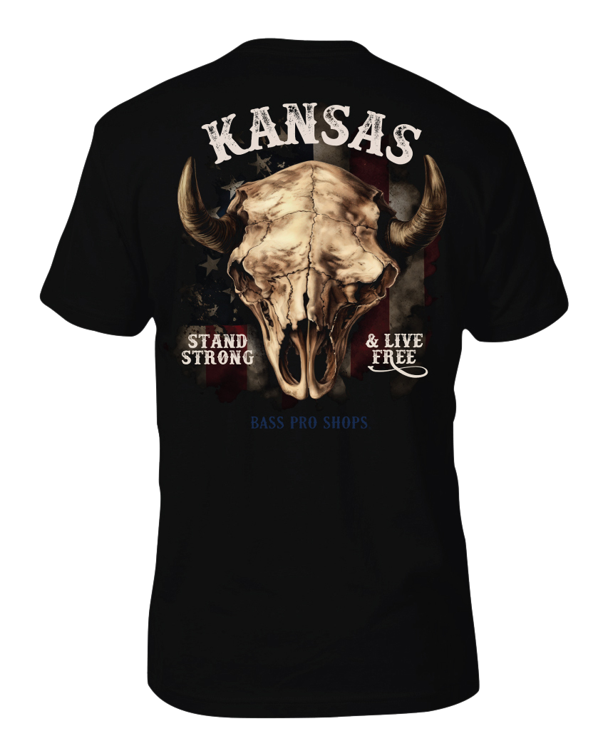 Image of Bass Pro Shops Stand Strong State Short-Sleeve T-Shirt for Men - KS/Black - XL