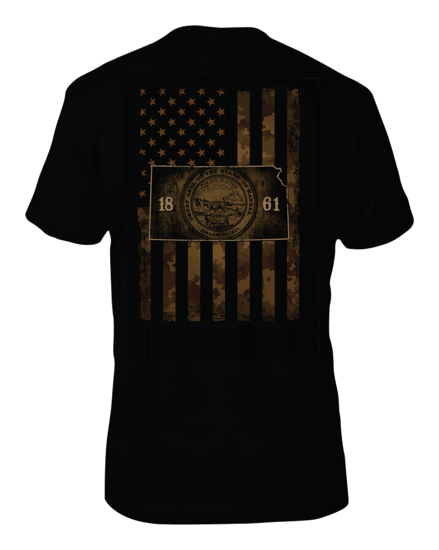 Image of Bass Pro Shops Camo Flag Short-Sleeve T-Shirt for Men - KS/Black - S