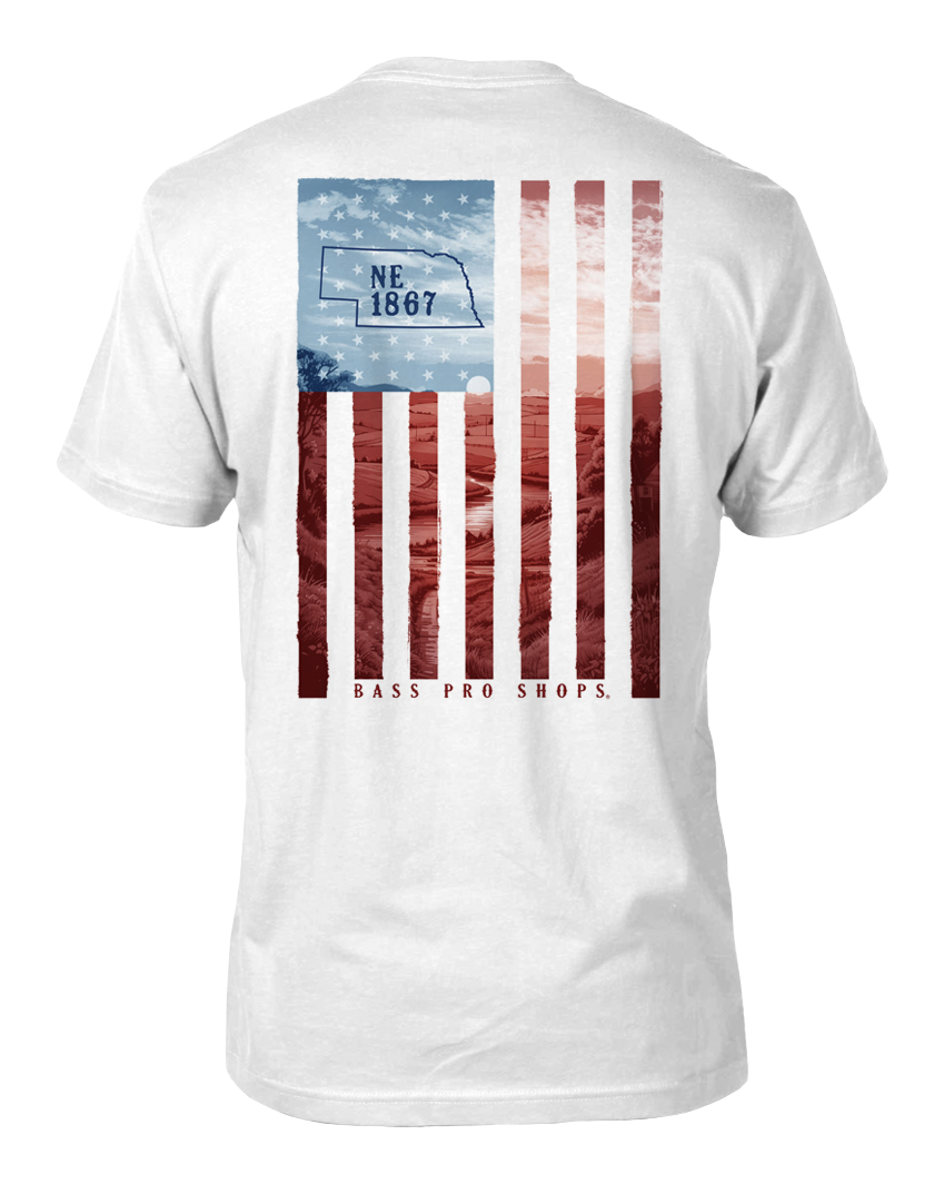 Image of Bass Pro Shops Blue Skies Flag State Graphic Short-Sleeve T-Shirt for Men - Nebraska