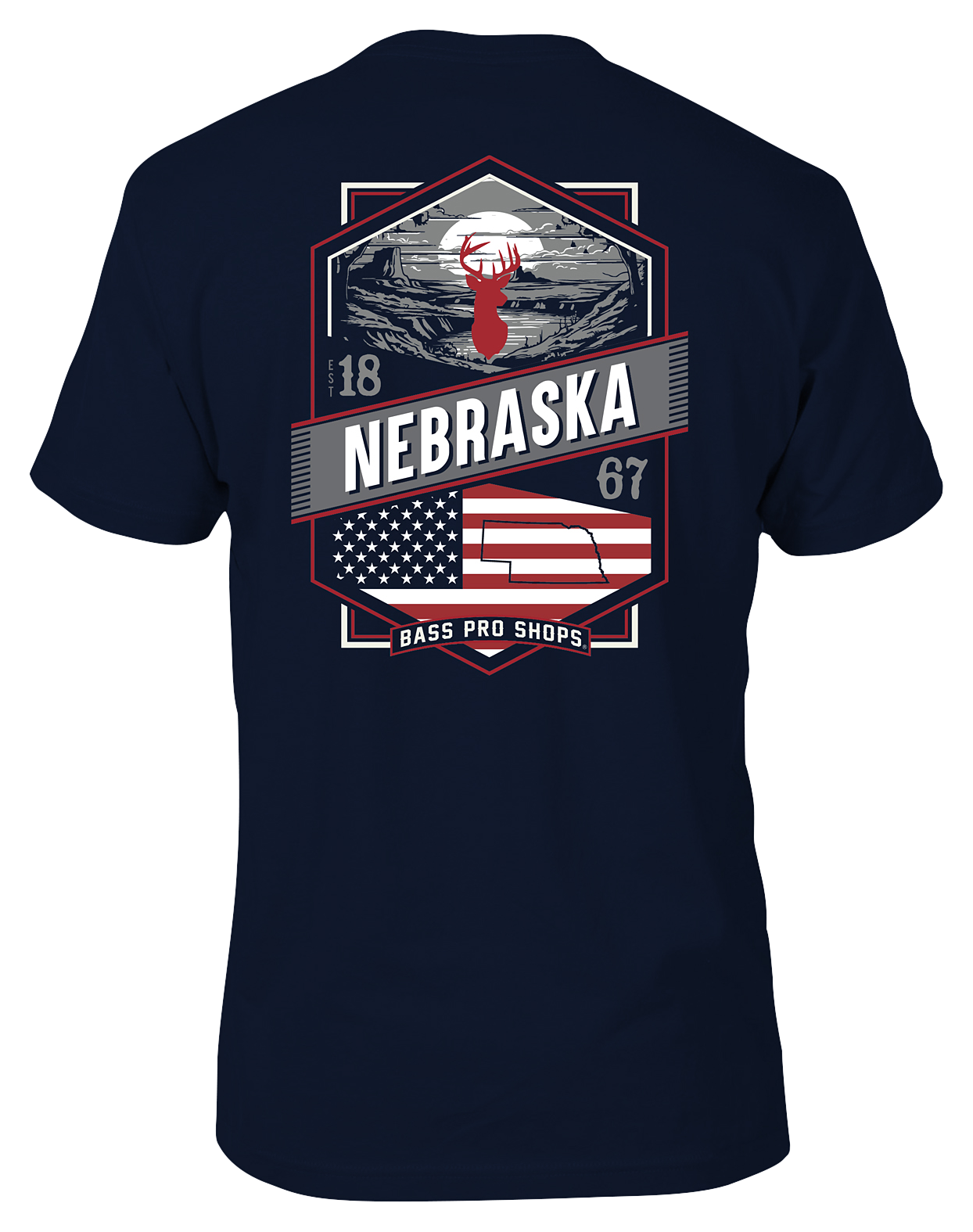 Image of Bass Pro Shops State Crest Short-Sleeve T-Shirt for Men - NE/Navy
