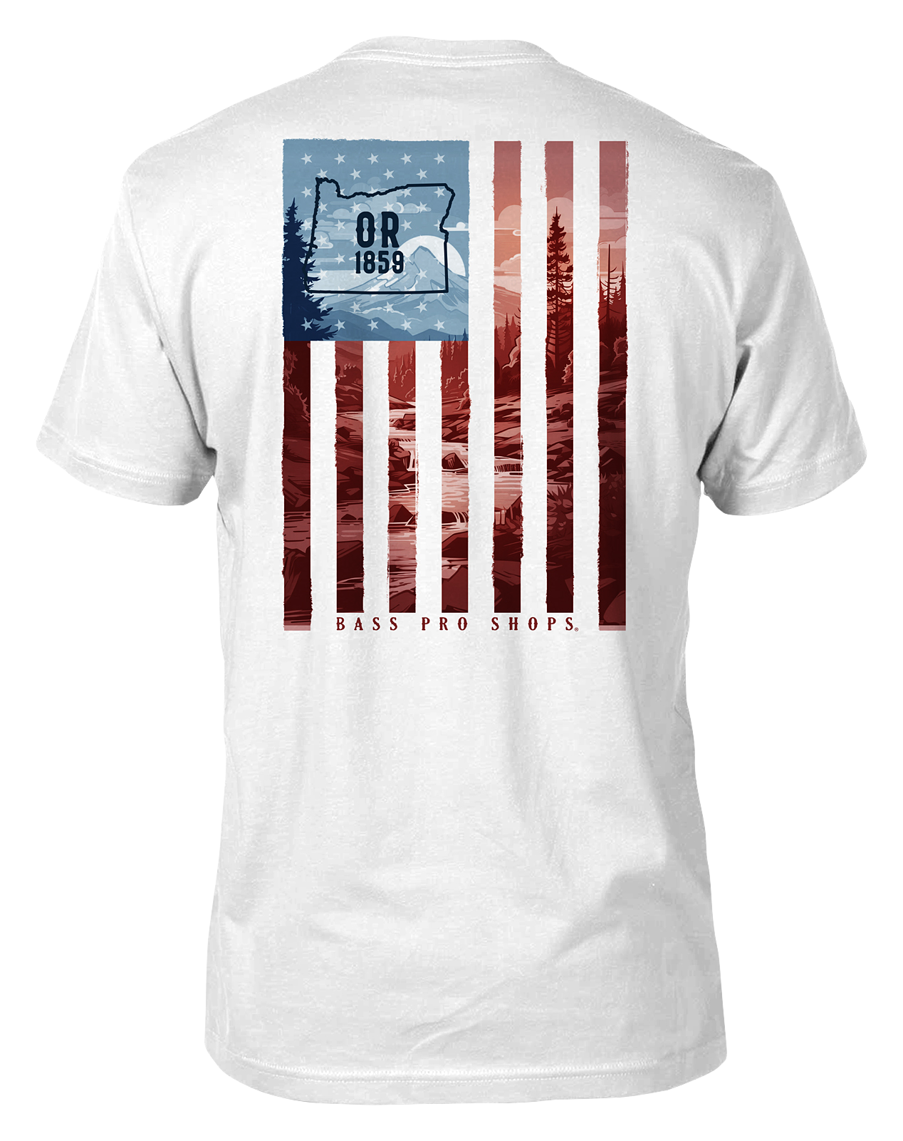 Image of Bass Pro Shops Blue Skies Flag State Graphic Short-Sleeve T-Shirt for Men - Oregon