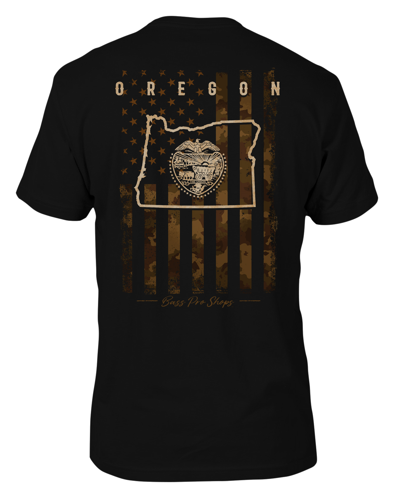 Image of Bass Pro Shops Camo Flag Short-Sleeve T-Shirt for Men - OR/Black - M