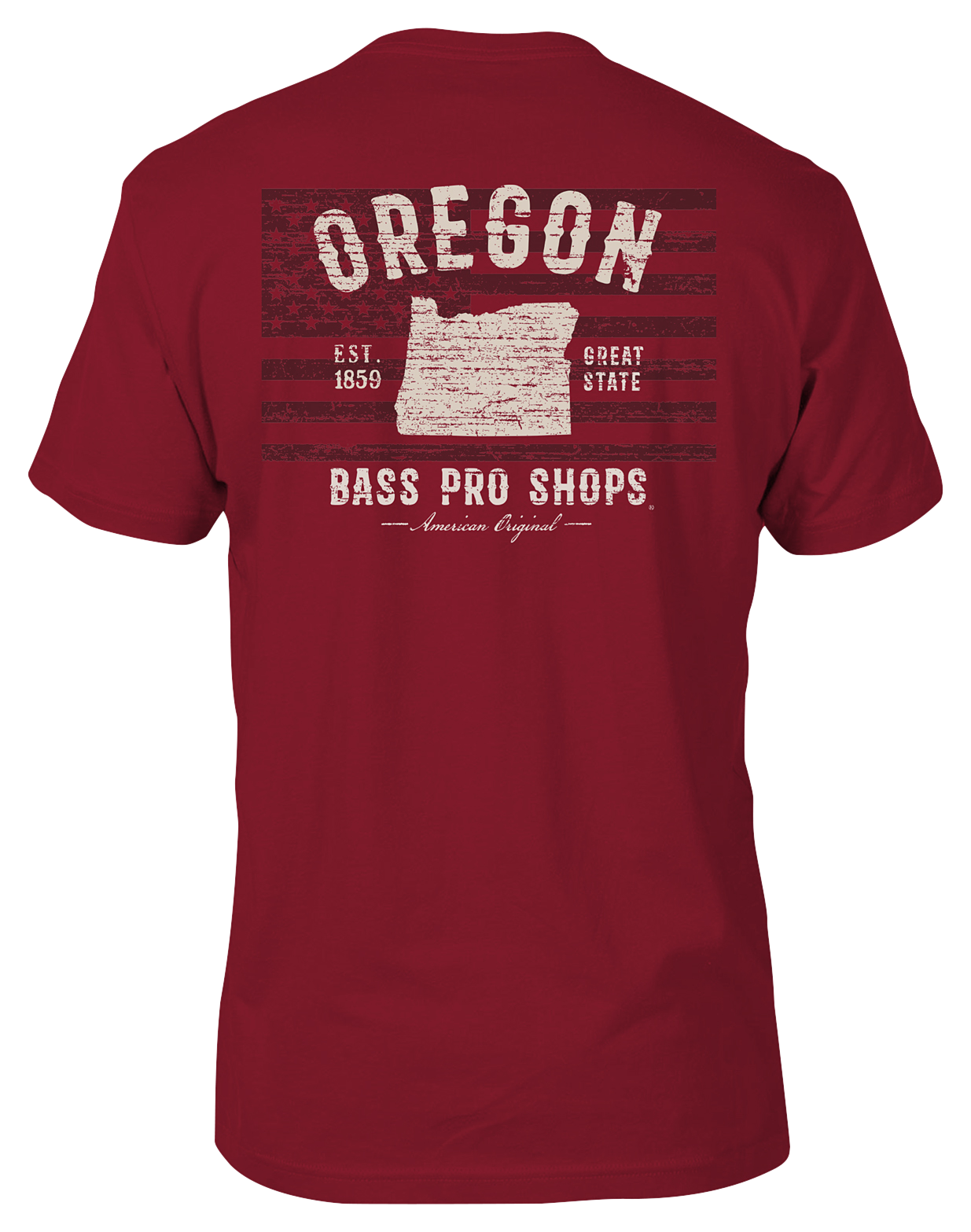 Image of Bass Pro Shops State Graphic Flag Short-Sleeve T-Shirt for Men - OR/Red