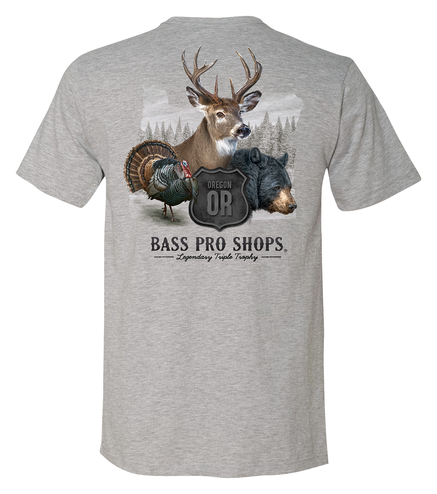 Image of Bass Pro Shops Triple Trophy Short-Sleeve T-Shirt for Men - OR/Heather Gray