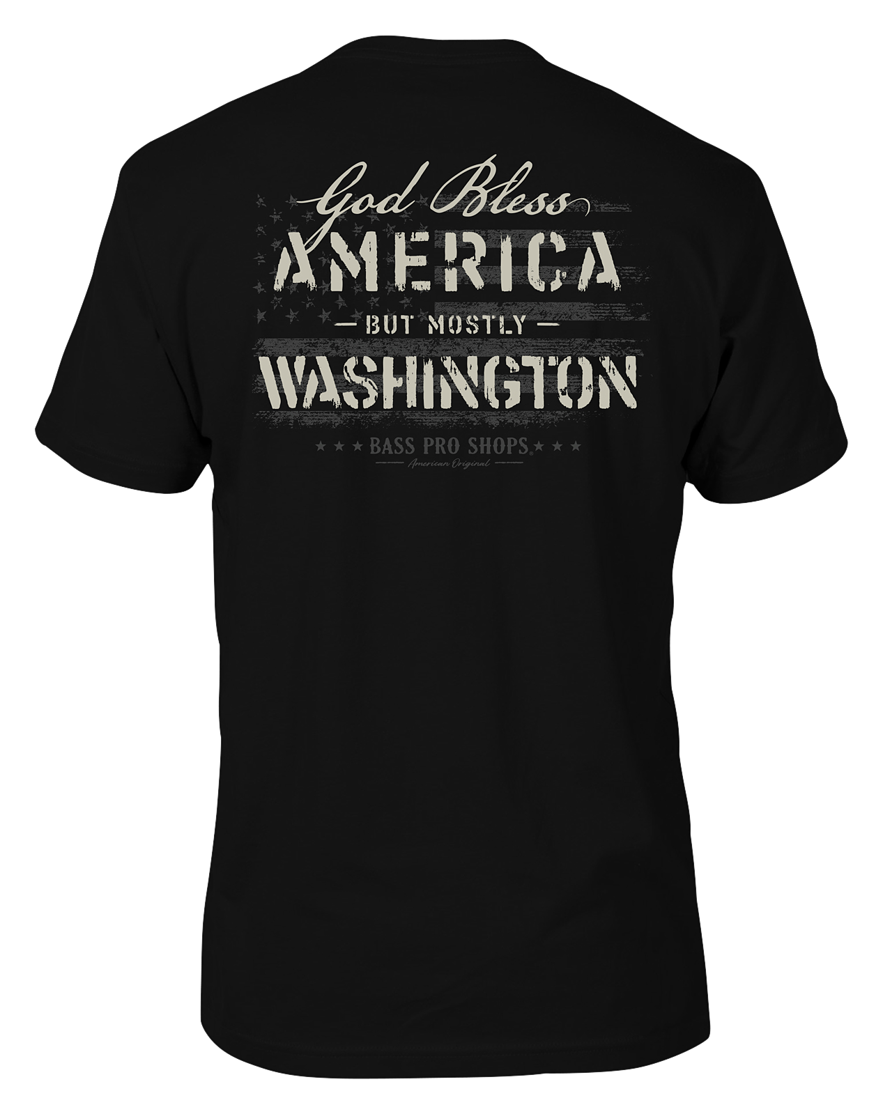 Image of Bass Pro Shops God Bless State Short-Sleeve T-Shirt for Men - WA/Black - XL