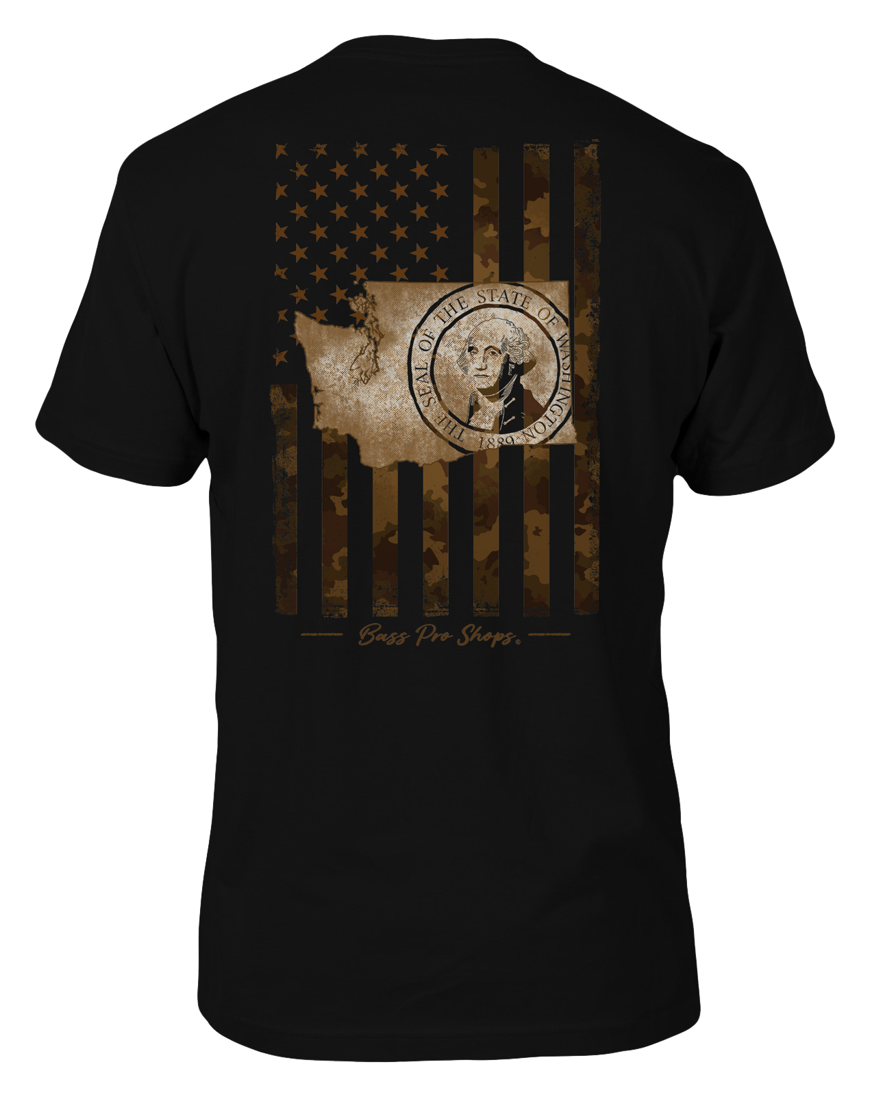 Image of Bass Pro Shops Camo Flag Short-Sleeve T-Shirt for Men - WA/Black - 3XL