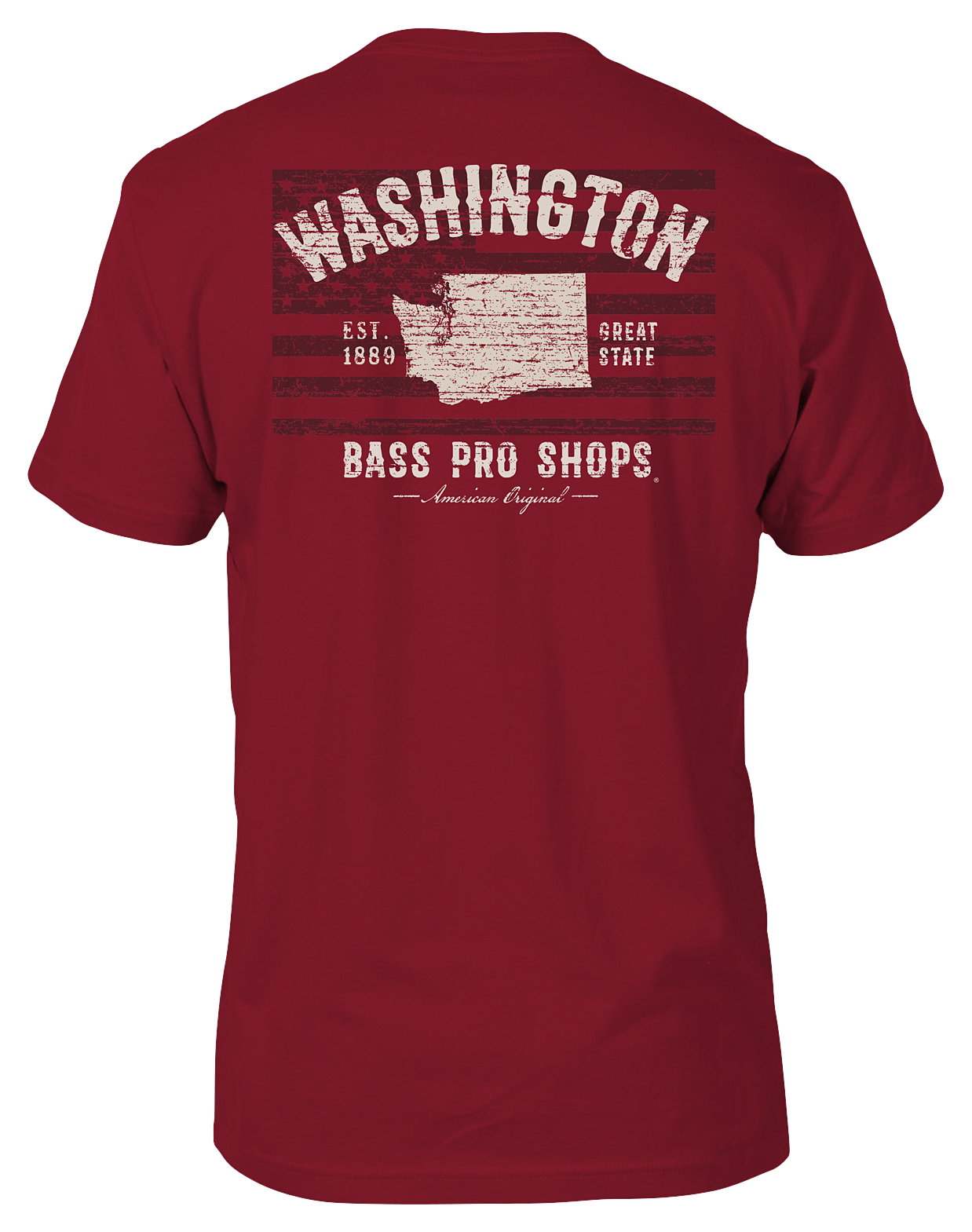 Image of Bass Pro Shops State Graphic Flag Short-Sleeve T-Shirt for Men - WA/Red