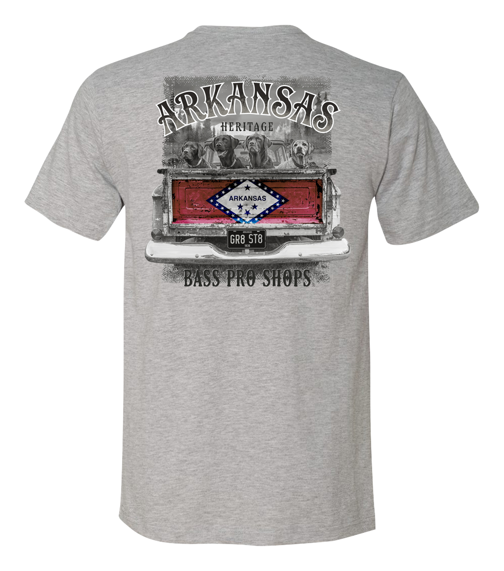 Image of Bass Pro Shops Heritage State Graphic Short-Sleeve Shirt for Men - AR/Heather Gray