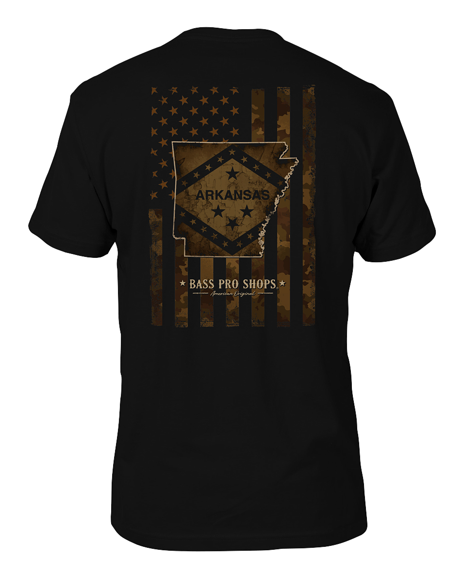 Image of Bass Pro Shops Camo Flag Short-Sleeve T-Shirt for Men - AR/Black - L