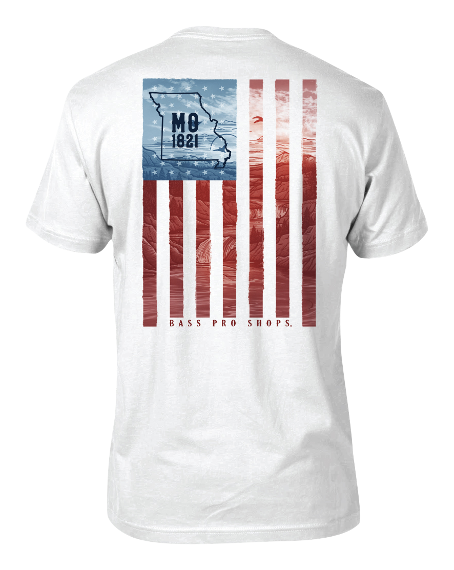 Image of Bass Pro Shops Blue Skies Flag State Graphic Short-Sleeve T-Shirt for Men - Missouri