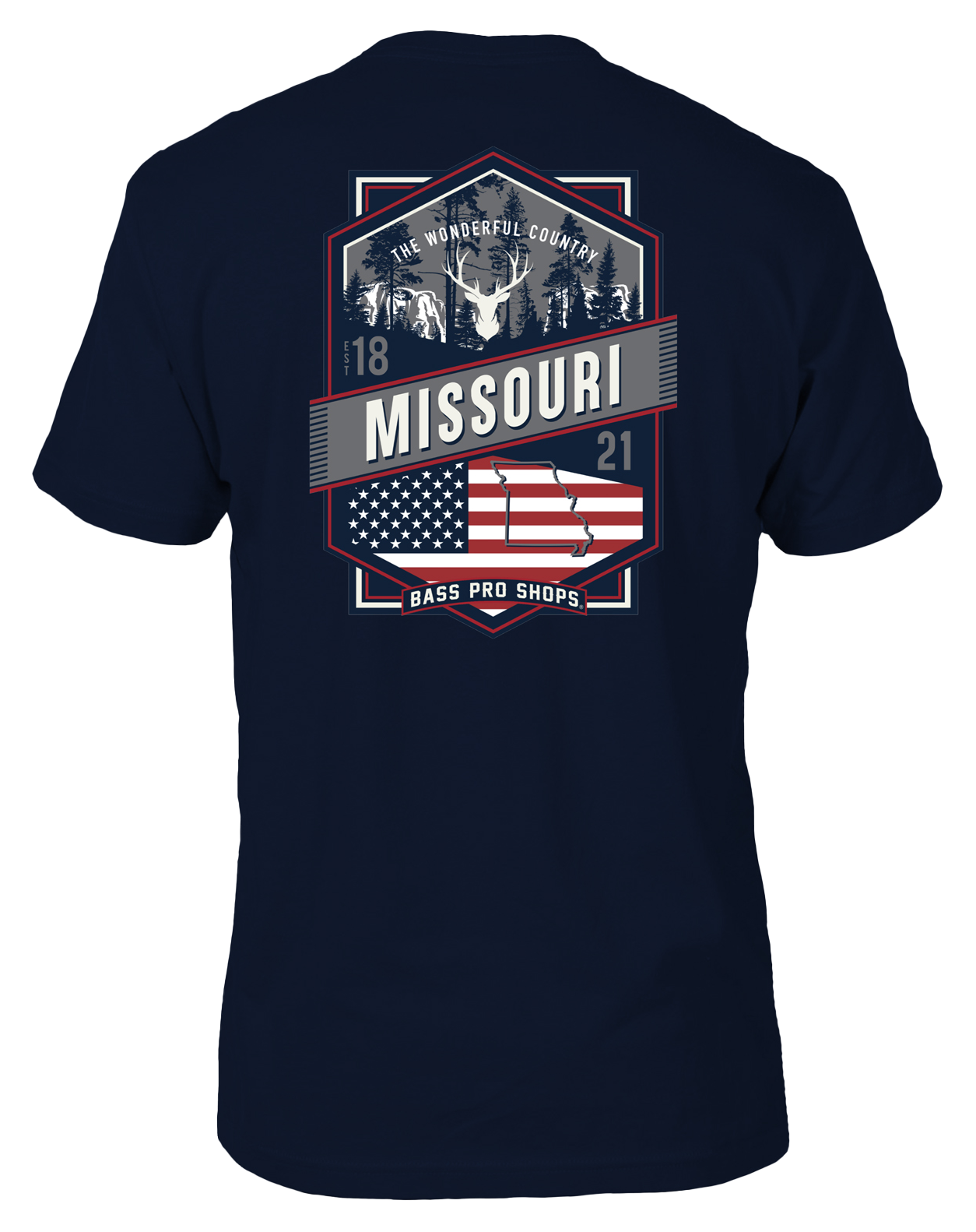 Image of Bass Pro Shops State Crest Short-Sleeve T-Shirt for Men - MO/Navy