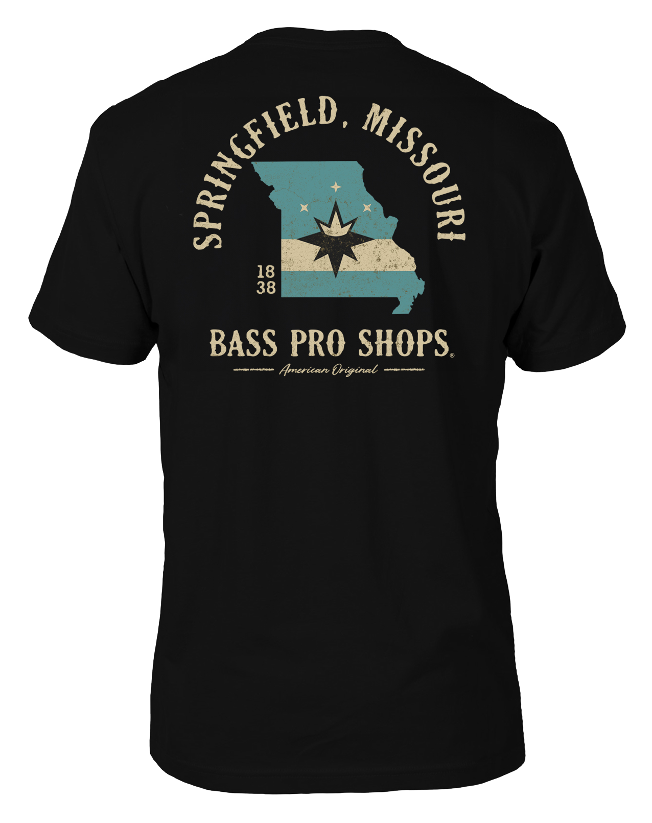 Image of Bass Pro Shops Springfield MO State Flag Graphic Short-Sleeve T-Shirt for Men - MO/Black - XL