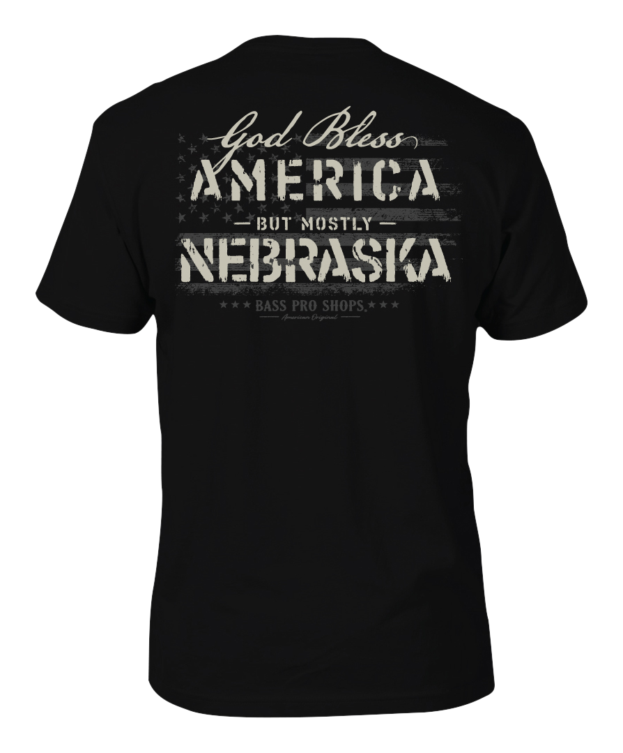 Image of Bass Pro Shops God Bless State Short-Sleeve T-Shirt for Men - NE/Black
