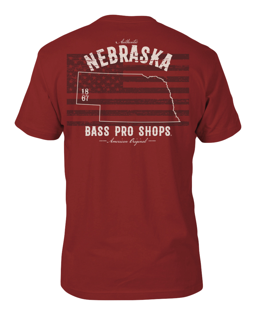 Image of Bass Pro Shops State Graphic Flag Short-Sleeve T-Shirt for Men - NE/Red