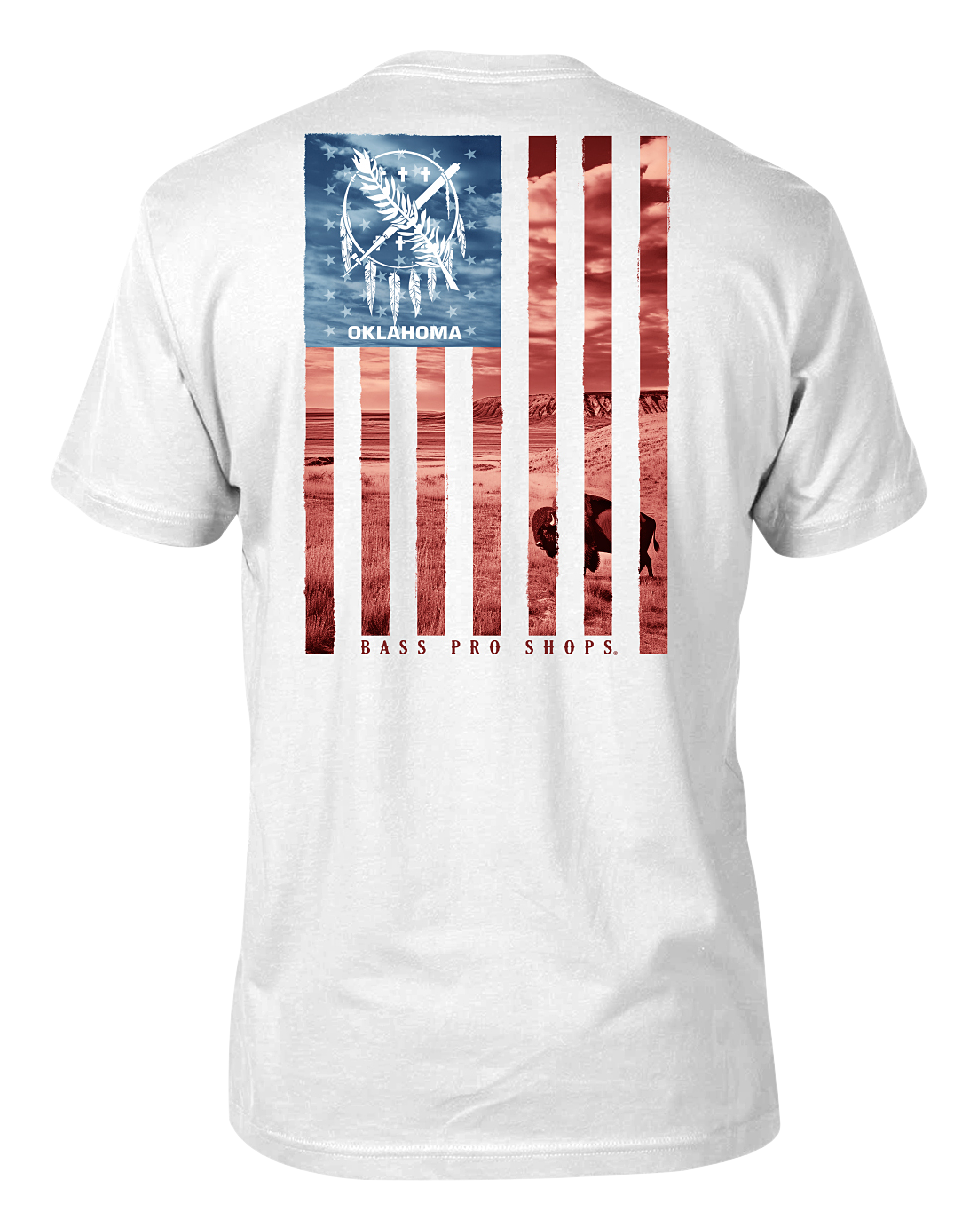Image of Bass Pro Shops Blue Skies Flag State Graphic Short-Sleeve T-Shirt for Men - Oklahoma