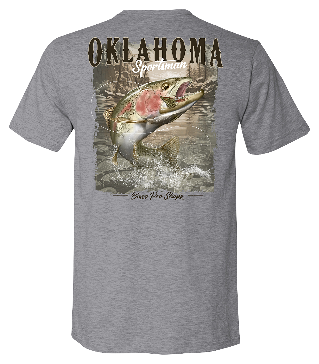 Image of Bass Pro Shops Fish Flag Short-Sleeve T-Shirt for Men - OK/Heather Gray