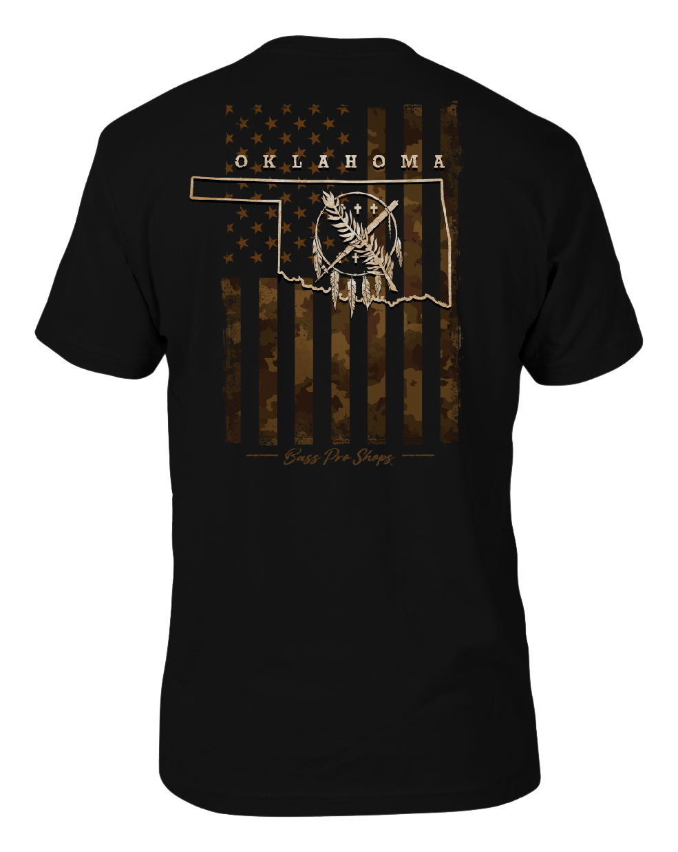 Image of Bass Pro Shops Camo Flag Short-Sleeve T-Shirt for Men - OK/Black - XL