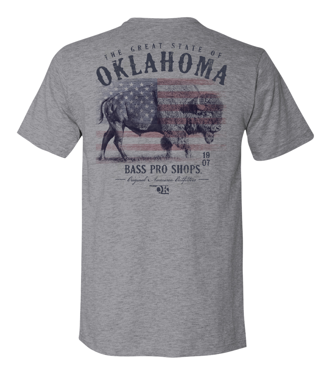 Image of Bass Pro Shops Buffalo State Graphic Short-Sleeve T-Shirt for Men - OK/Heather Gray