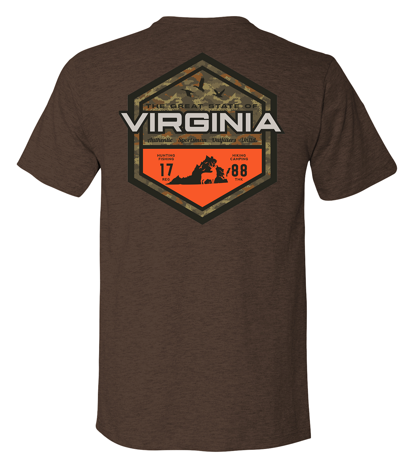 Image of Bass Pro Shops Sportsman's Badge Short-Sleeve T-Shirt for Men - VA/Heather Brown