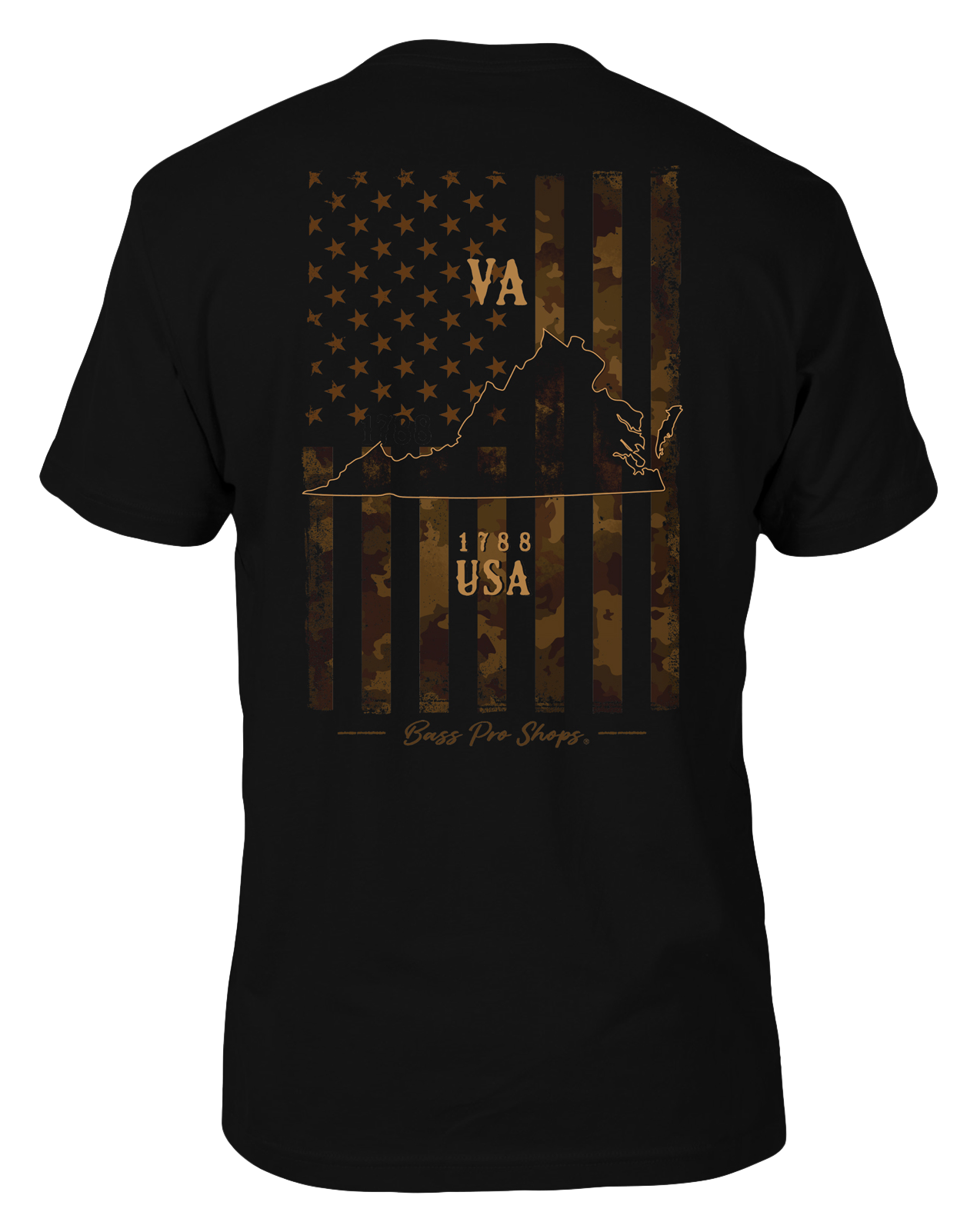 Image of Bass Pro Shops Camo Flag Short-Sleeve T-Shirt for Men - VA/Black - XL