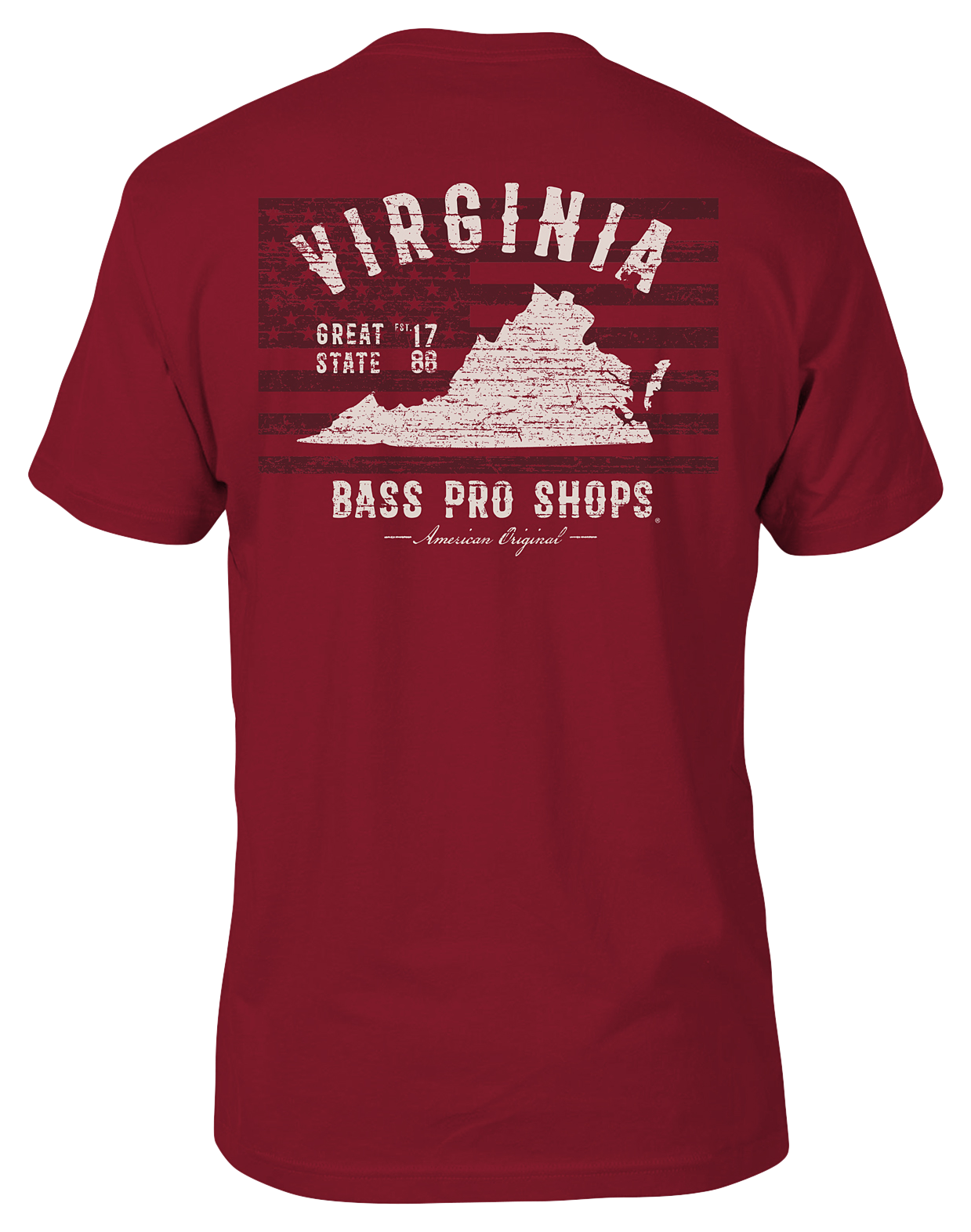 Image of Bass Pro Shops State Graphic Flag Short-Sleeve T-Shirt for Men - VA/Red