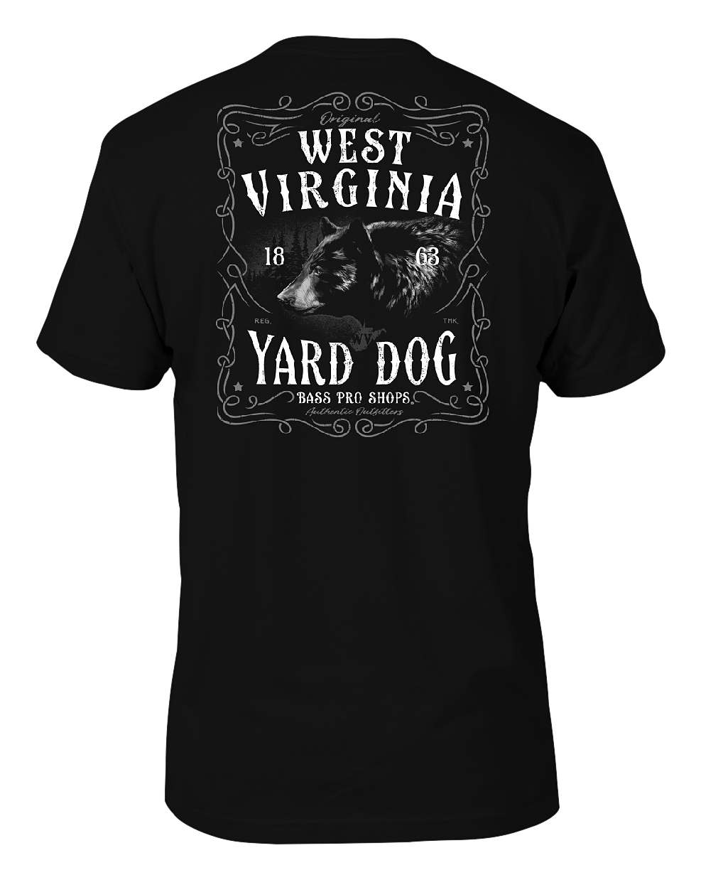 Image of Bass Pro Shops State Yard Dog Short-Sleeve T-Shirt for Men - WV/Black - M
