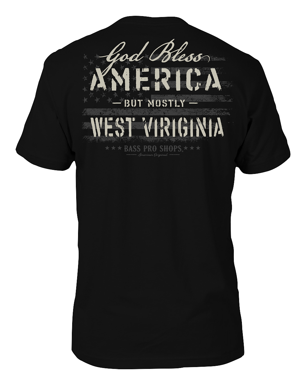Image of Bass Pro Shops God Bless State Short-Sleeve T-Shirt for Men - WV/Black - M