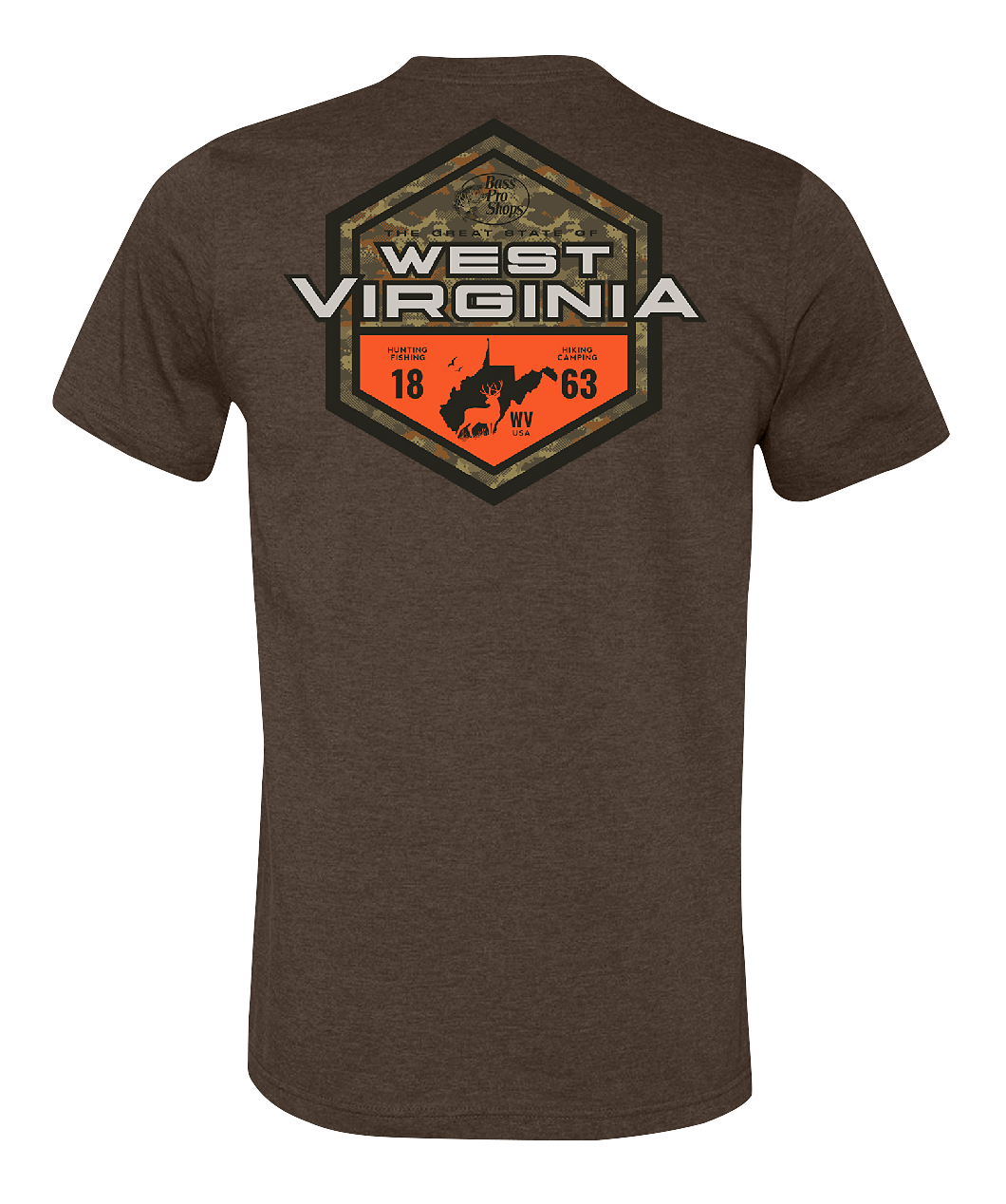 Image of Bass Pro Shops Sportsman's Badge Short-Sleeve T-Shirt for Men - WV/Heather Brown