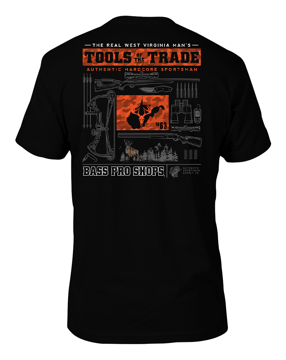 Image of Bass Pro Shops Tools of the Trade Short-Sleeve T-Shirt for Men - Black - West Virginia - S
