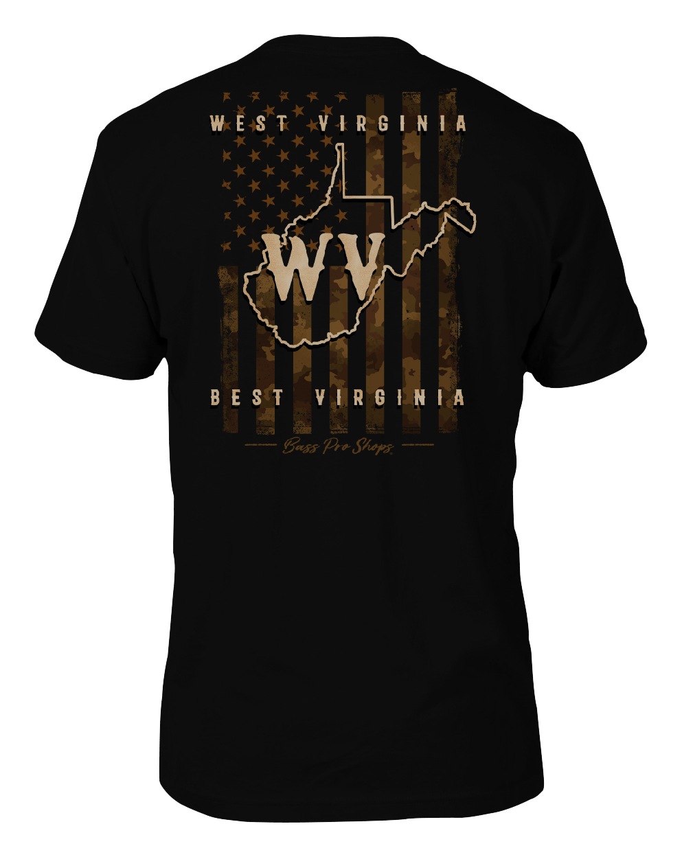 Image of Bass Pro Shops Camo Flag Short-Sleeve T-Shirt for Men - WV/Black - S